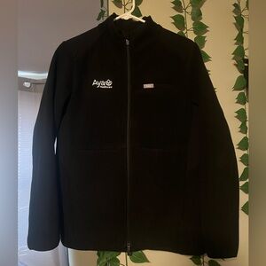 FIGS On-Shift Fleece Jacket Black Medium - Like New - Aya Healthcare Logo